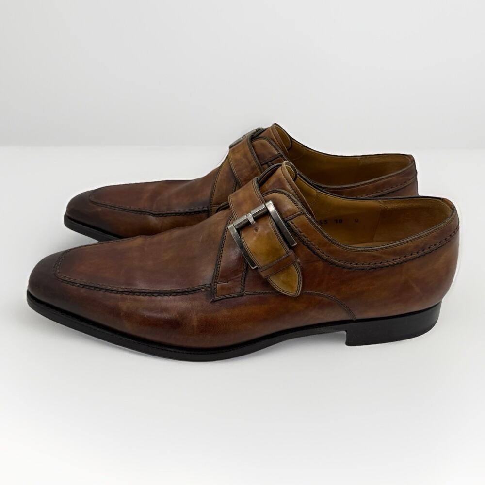 Magnanni Mauricio 15955 Monk Strap Men's Size 10 M Shoes Slip On Oxford Brown